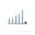 Steel cross recessed screws blue white zinc tapping screws